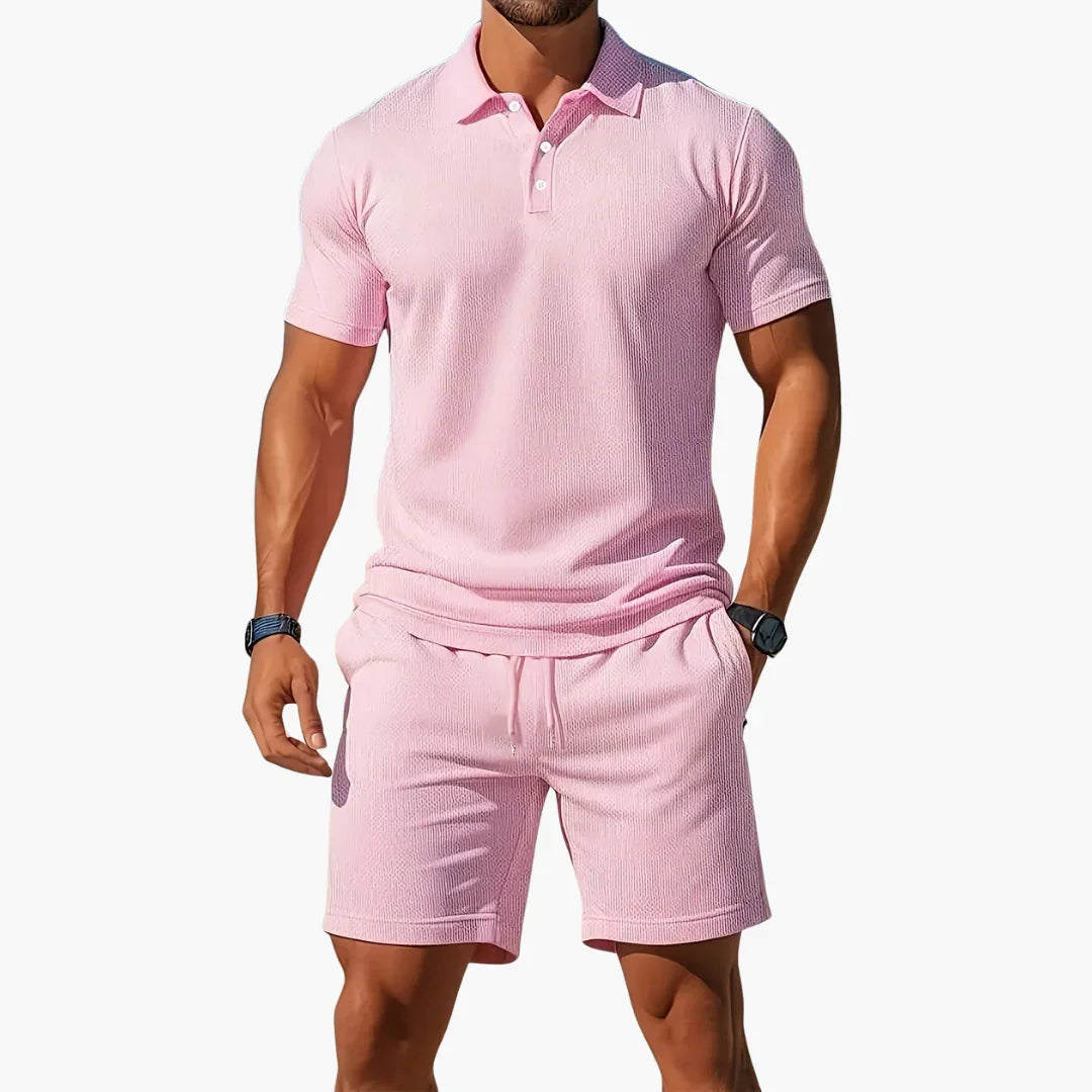 Lightweight Polo Set - Summer Short Sleeve Shirt and Shorts for Men