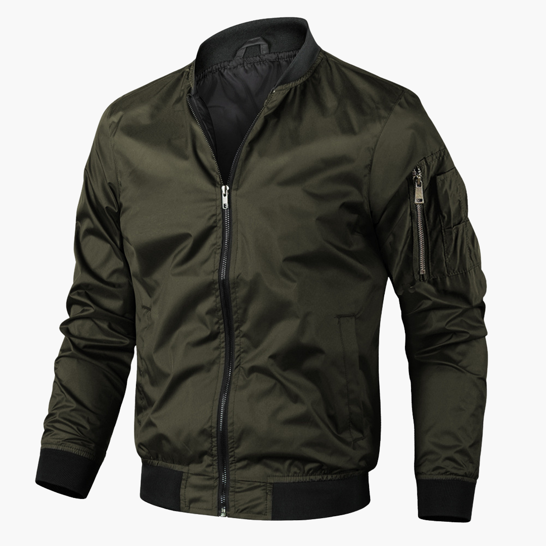 Ribbed Hem Bomber Jacket for Men