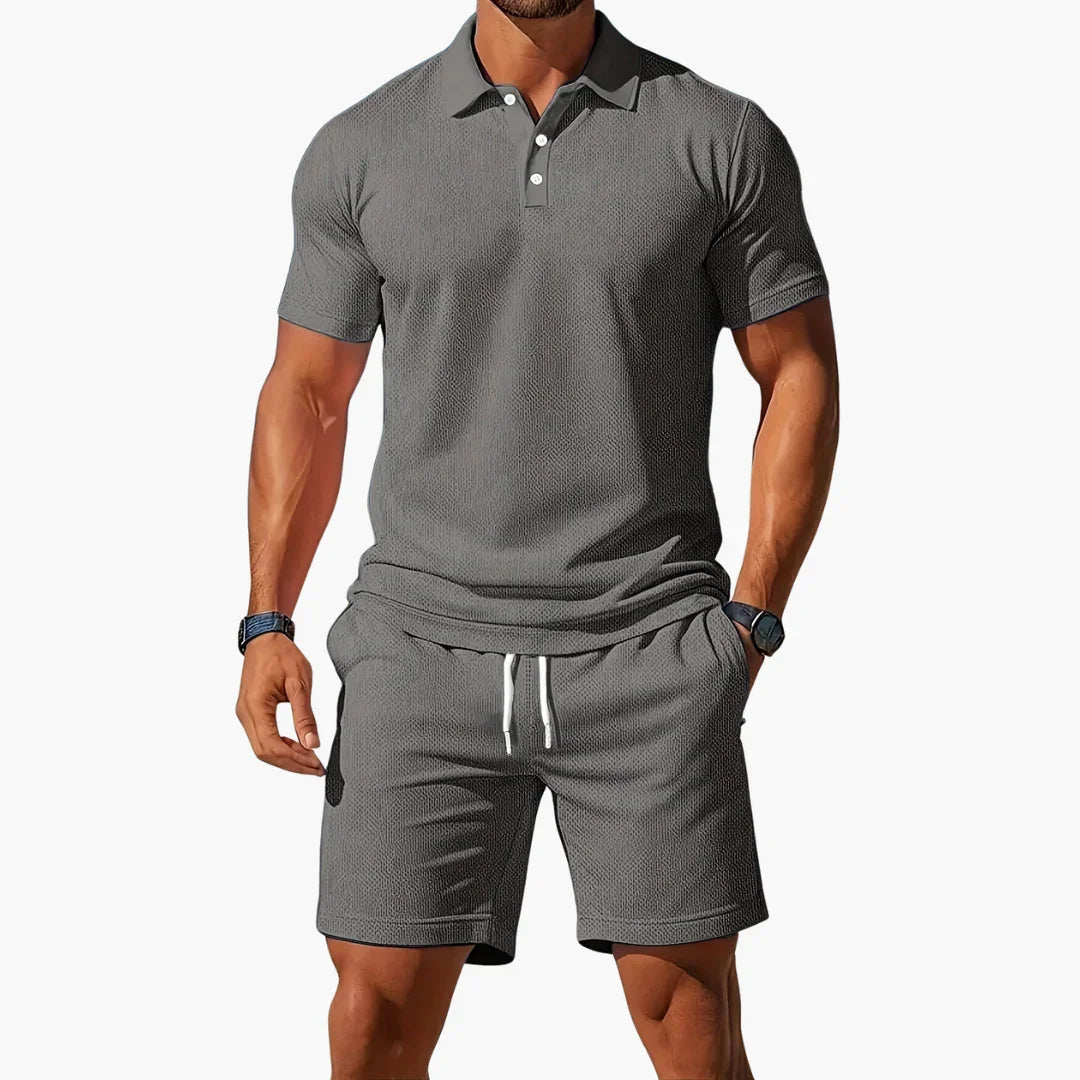 Lightweight Polo Set - Summer Short Sleeve Shirt and Shorts for Men