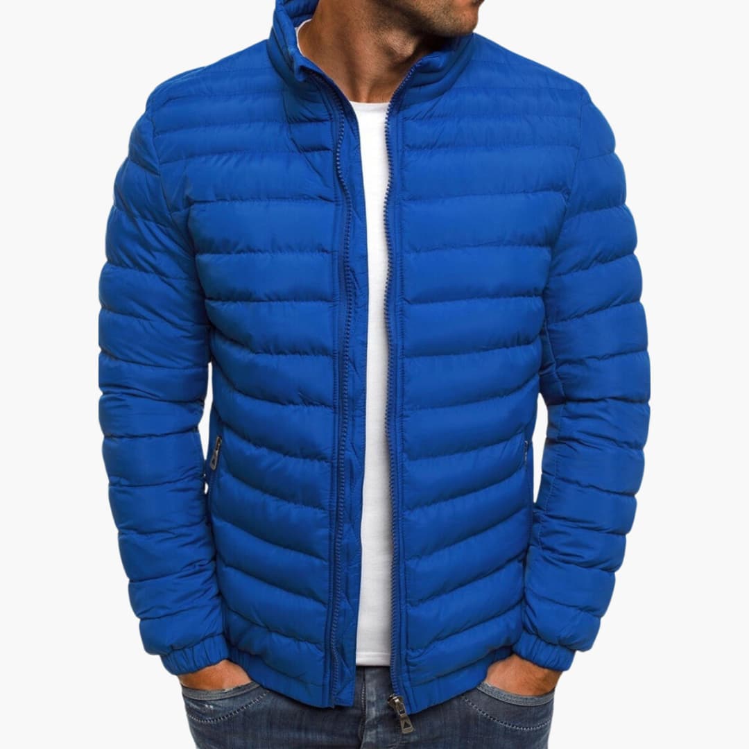 Men’s Puffer Jacket with Zip Closure and Quilted Surface