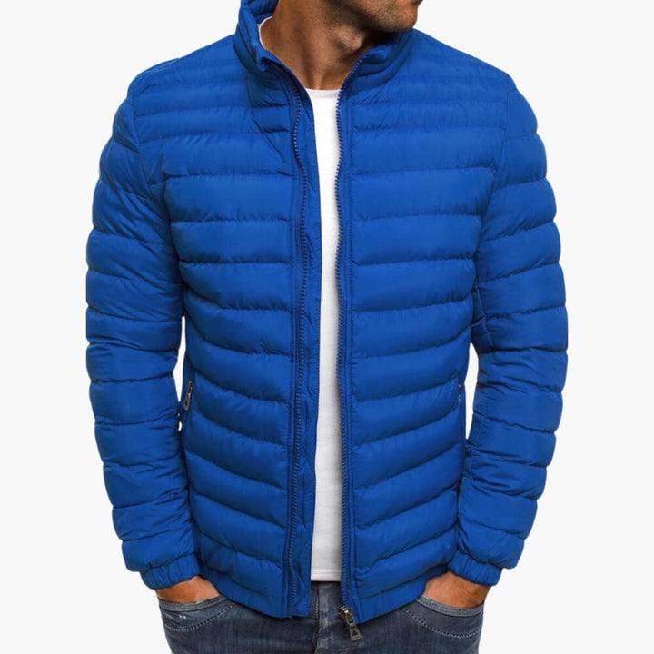 Men’s Puffer Jacket with Zip Closure and Quilted Surface