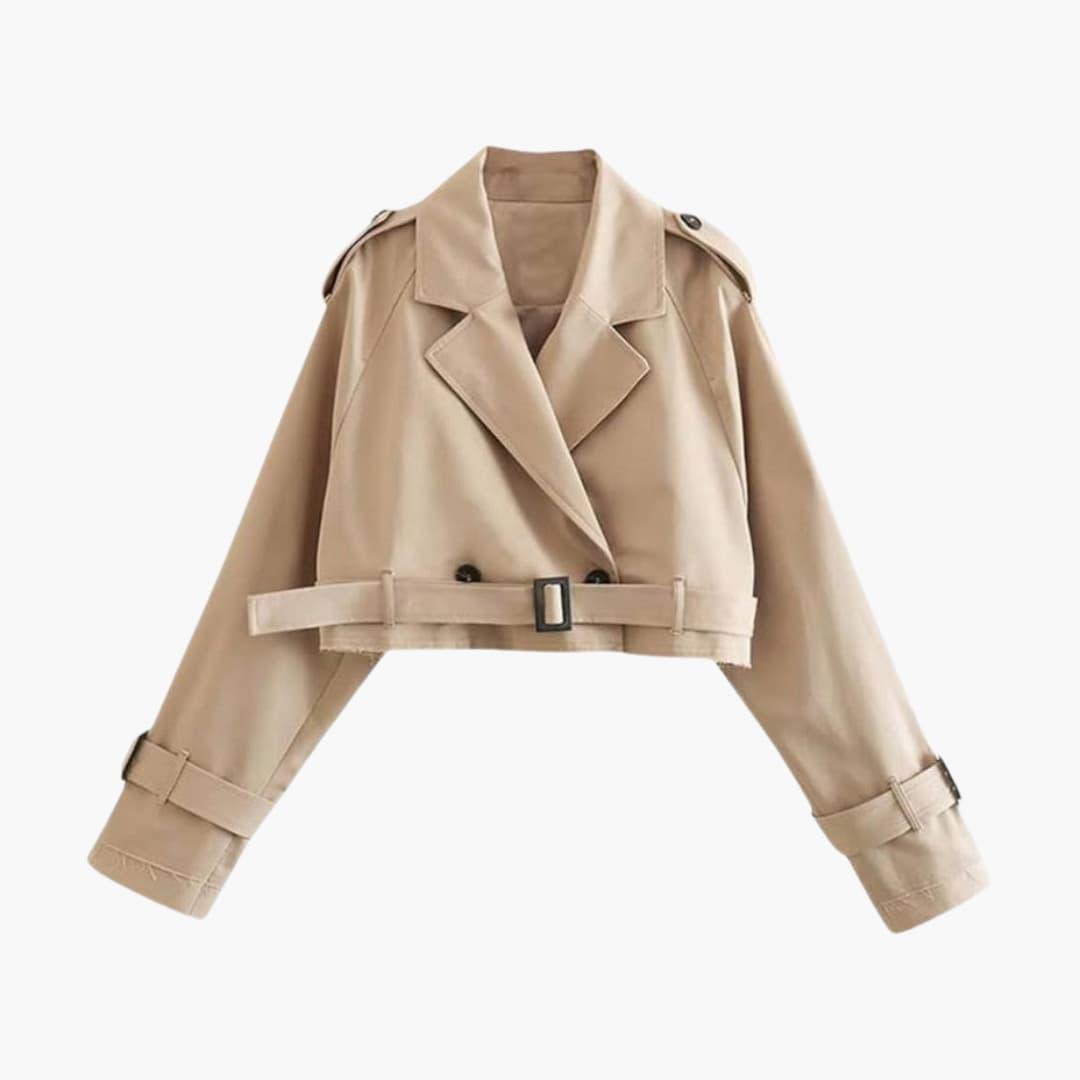 Vintage Cropped Trench Jacket for Women - MayfairMode