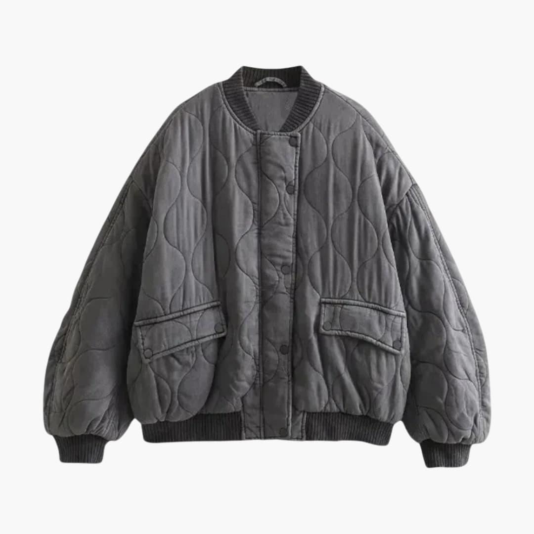 Oversized Quilted Bomber Jacket for Women - MayfairMode