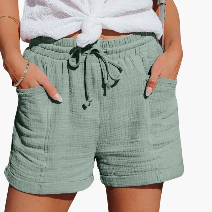 Casual Summer Shorts for Women - Elastic Waistband & Rolled Hem