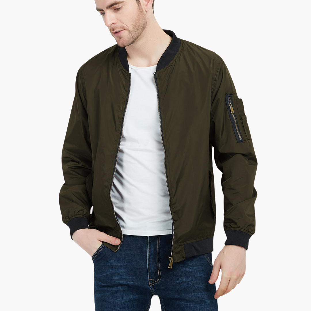 Ribbed Hem Bomber Jacket for Men