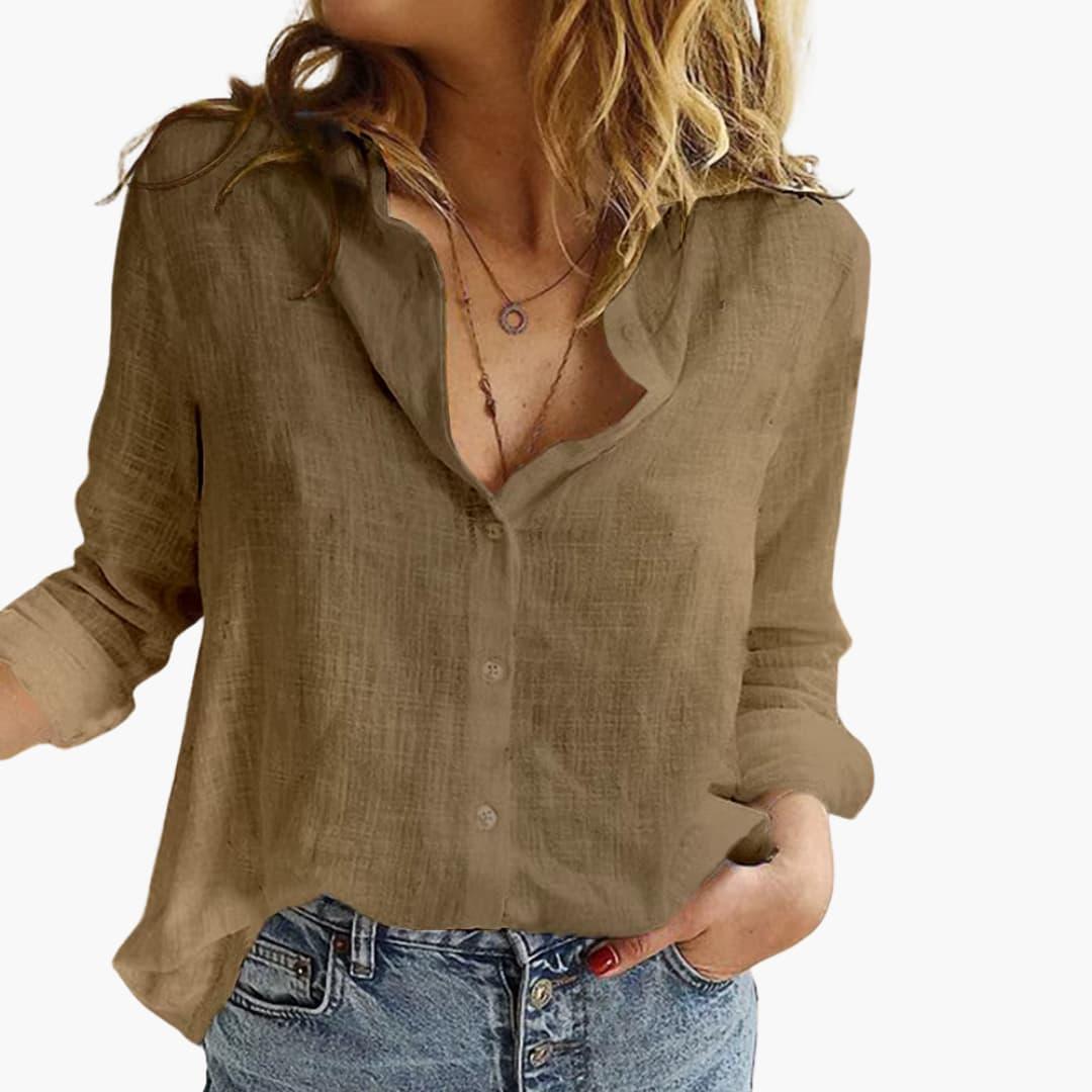 Casual Loose-Fit Linen Shirt for Women