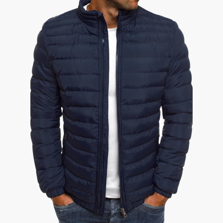 Men’s Puffer Jacket with Zip Closure and Quilted Surface