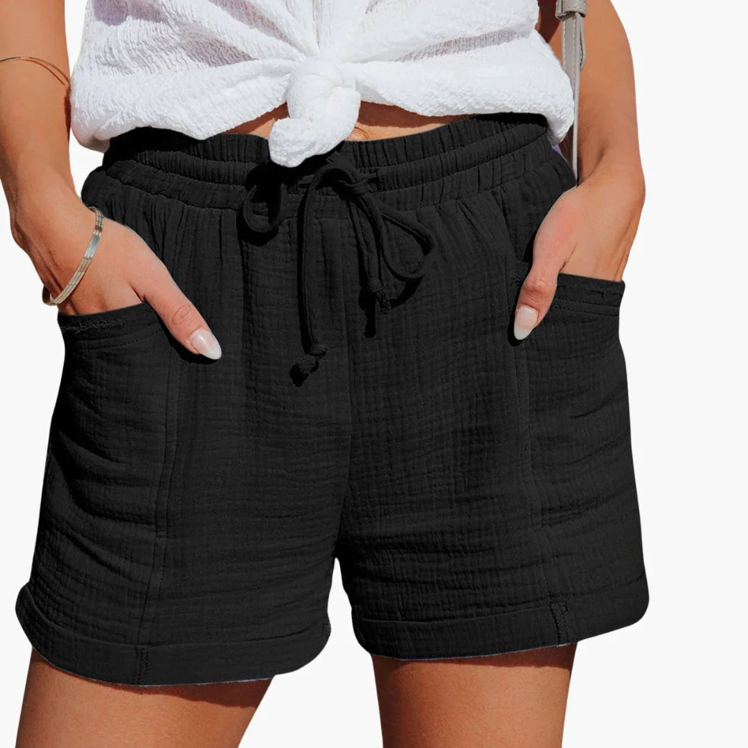 Casual Summer Shorts for Women - Elastic Waistband & Rolled Hem