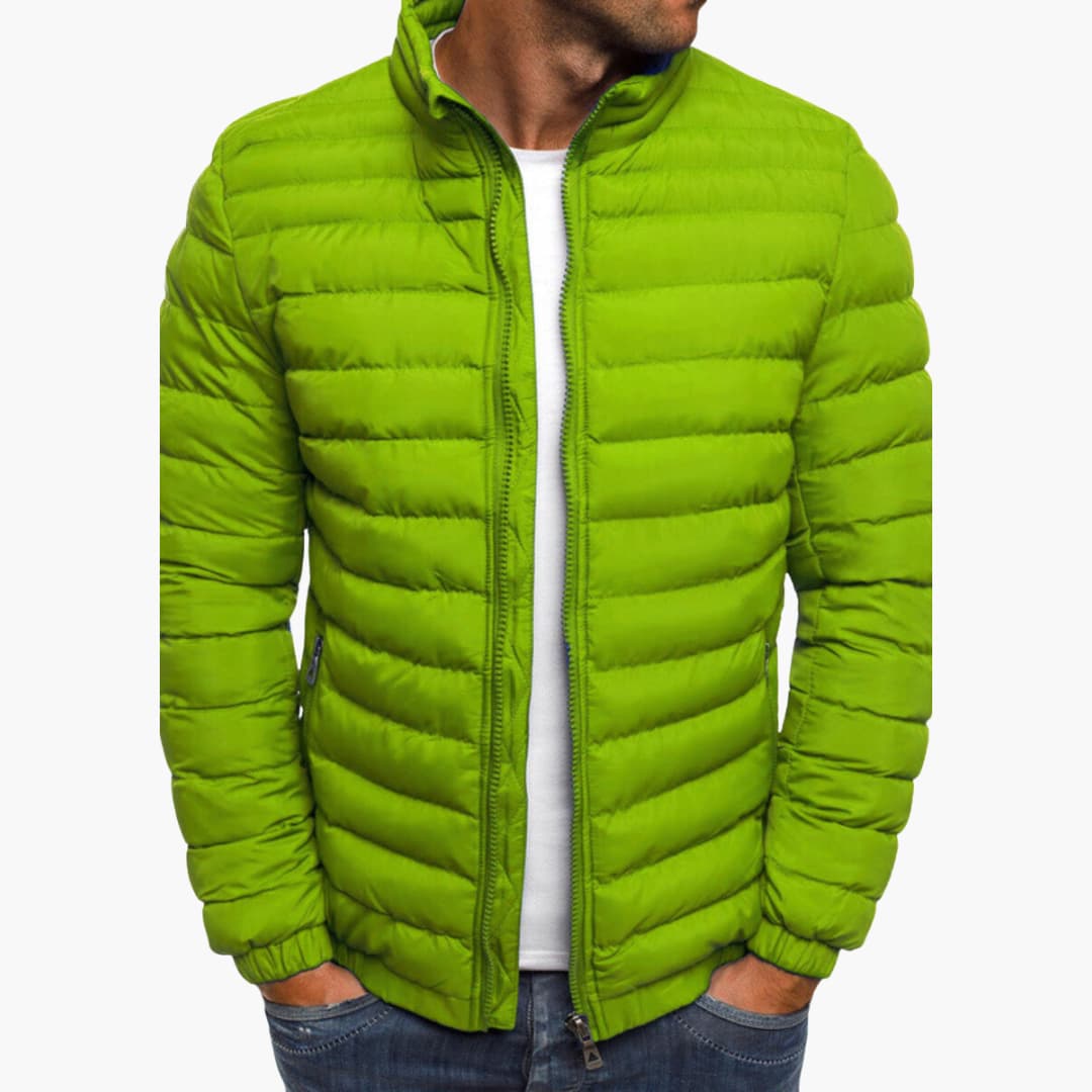 Men’s Puffer Jacket with Zip Closure and Quilted Surface