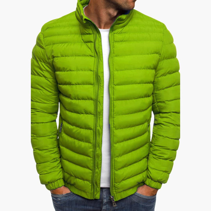Men’s Puffer Jacket with Zip Closure and Quilted Surface