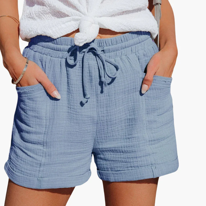 Casual Summer Shorts for Women - Elastic Waistband & Rolled Hem
