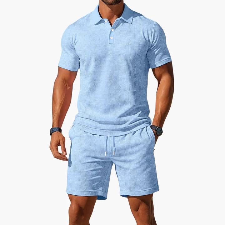 Lightweight Polo Set - Summer Short Sleeve Shirt and Shorts for Men