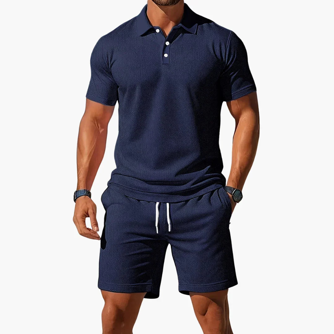 Lightweight Polo Set - Summer Short Sleeve Shirt and Shorts for Men