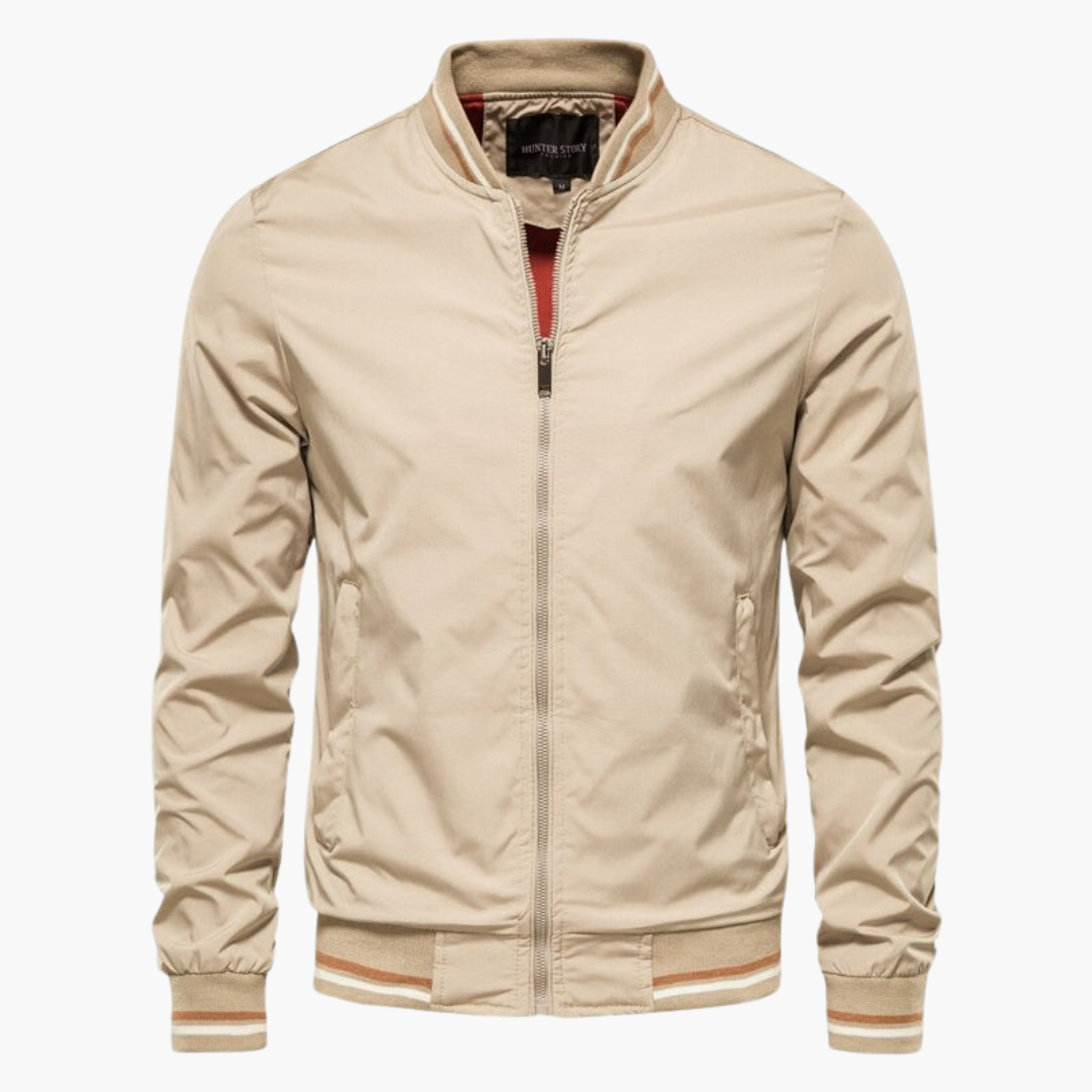 Ribbed Hem Bomber Jacket for Men