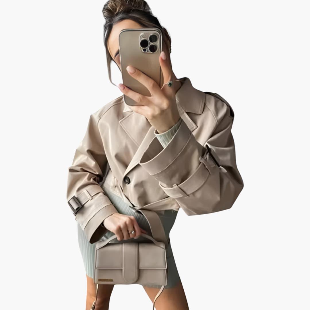 Vintage Cropped Trench Jacket for Women - MayfairMode