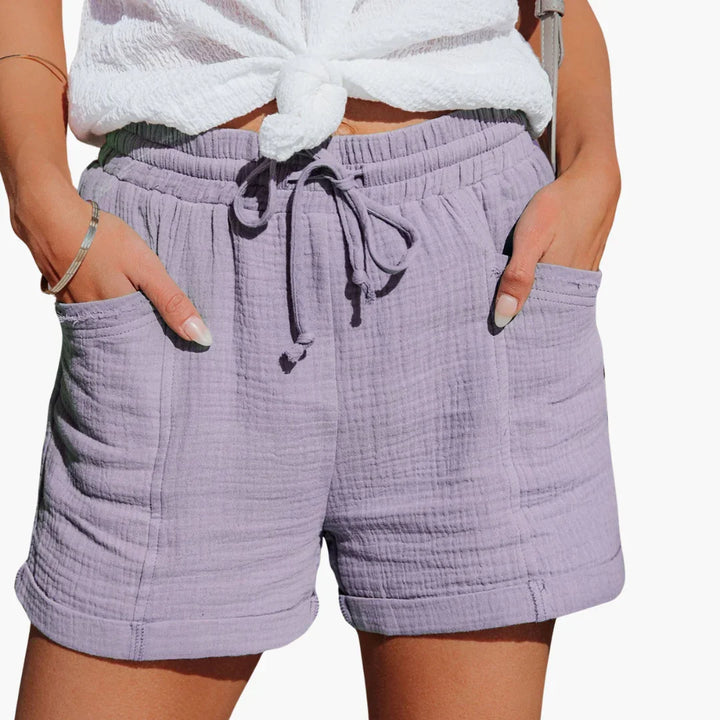 Casual Summer Shorts for Women - Elastic Waistband & Rolled Hem