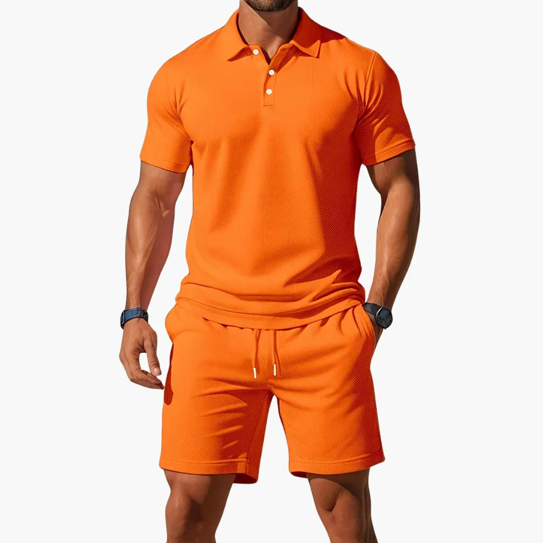 Lightweight Polo Set - Summer Short Sleeve Shirt and Shorts for Men