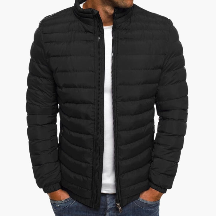 Men’s Puffer Jacket with Zip Closure and Quilted Surface