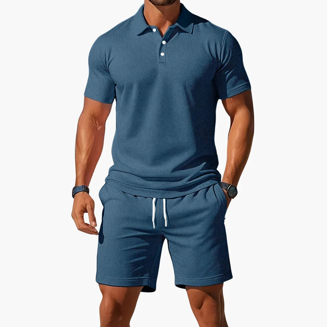Lightweight Polo Set - Summer Short Sleeve Shirt and Shorts for Men