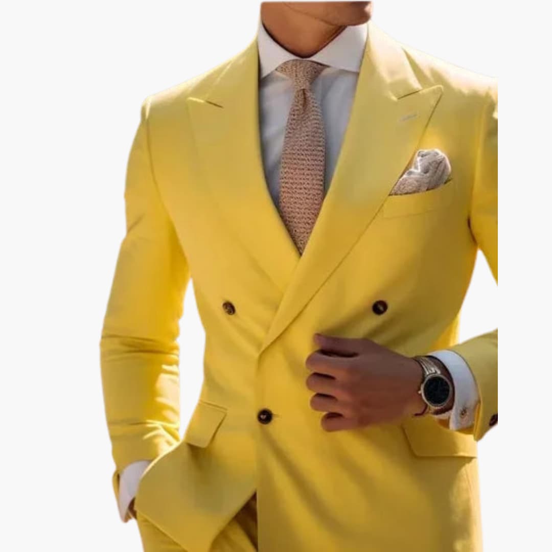 Double-Breasted Slim Fit Suit for Men - Wedding Guest Formalwear