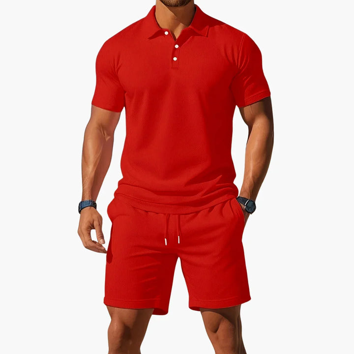 Lightweight Polo Set - Summer Short Sleeve Shirt and Shorts for Men