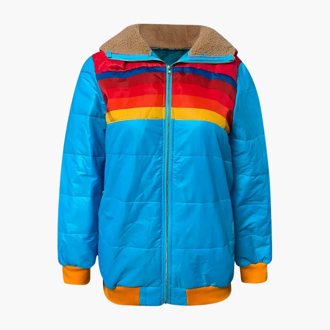 Sporty Striped Puffer Jacket for Women - MayfairMode