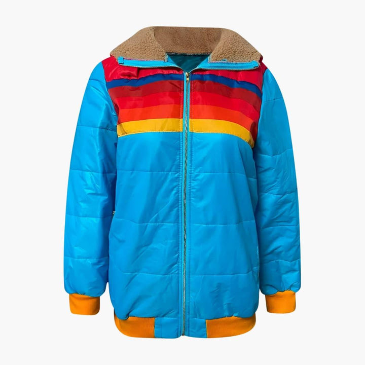 Sporty Striped Puffer Jacket for Women - MayfairMode