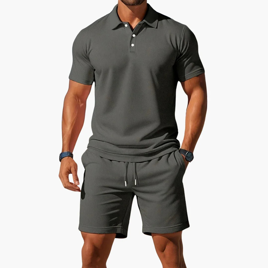 Lightweight Polo Set - Summer Short Sleeve Shirt and Shorts for Men