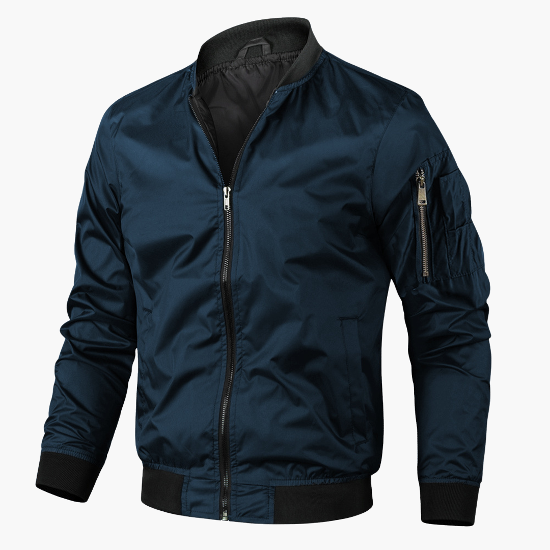 Ribbed Hem Bomber Jacket for Men
