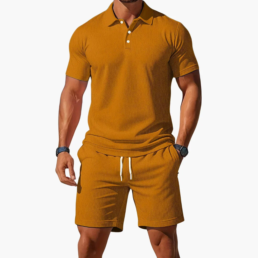 Lightweight Polo Set - Summer Short Sleeve Shirt and Shorts for Men