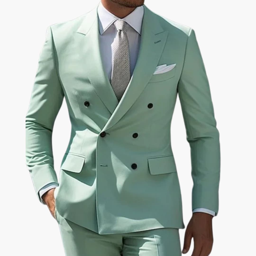 Double-Breasted Slim Fit Suit for Men - Wedding Guest Formalwear