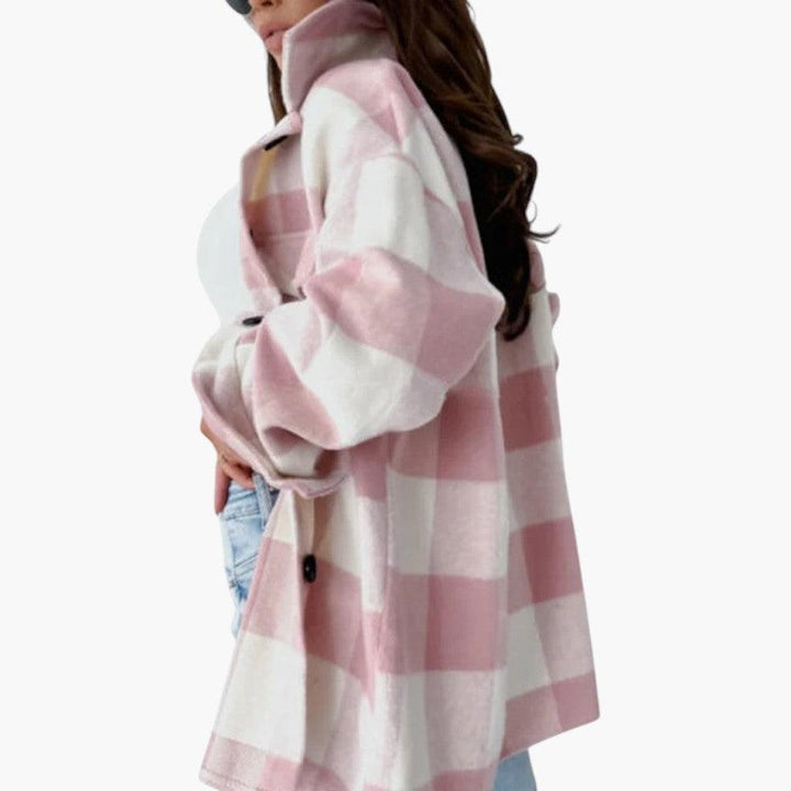 Soft Checked Loose Fit Jacket for Women - MayfairMode