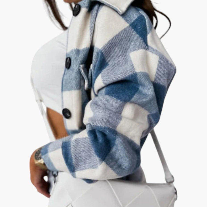 Soft Checked Loose Fit Jacket for Women - MayfairMode